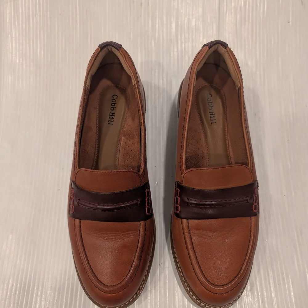 COBB HILL Janney Tan Leather Penny Loafers Women's Slip On Shoes Size 9